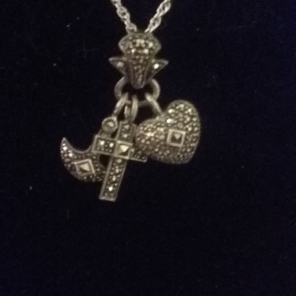 Sterling Marcasite Charm Necklace